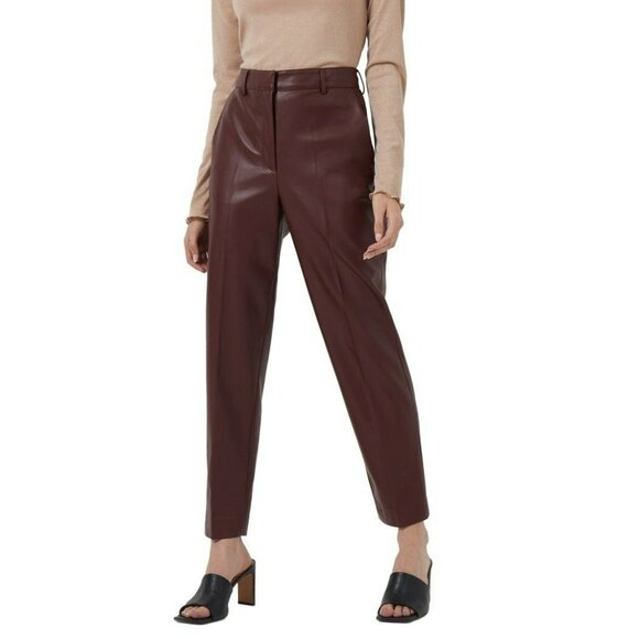 French Connection Crolenda Faux Leather Tapered Trousers Size 2 NWT - Picture 1 of 11